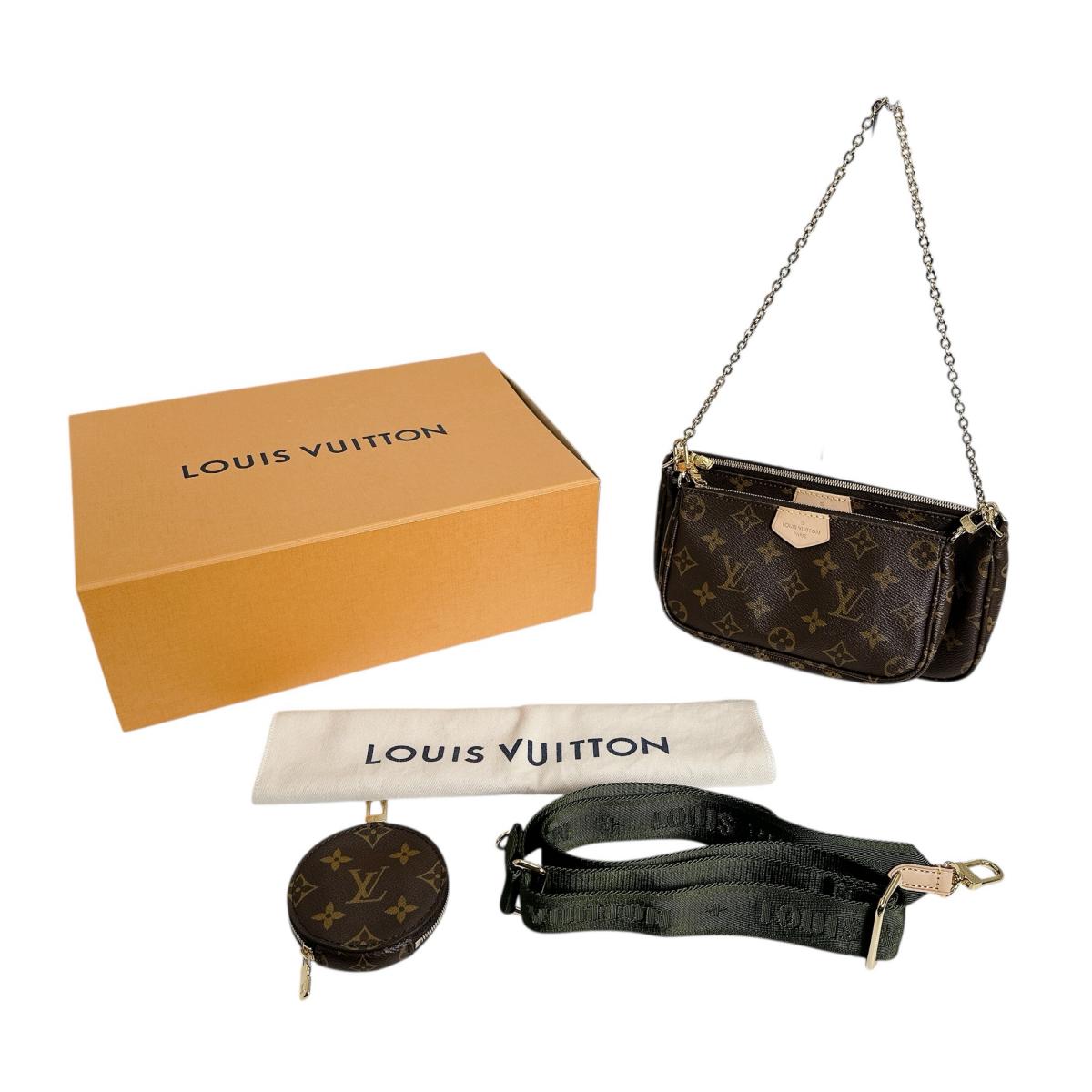 ルイヴィトン LOUIS VUITTON ポーチ
 ショルダー モノグラム ミュルティ・ポシェット・アクセソワール モノグラムキャンバス M44813 カーキ×ブラウン LV
 【中古】