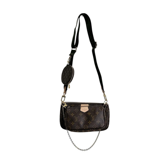ルイヴィトン LOUIS VUITTON ポーチ
 ショルダー モノグラム ミュルティ・ポシェット・アクセソワール モノグラムキャンバス M44813 カーキ×ブラウン LV
 【中古】