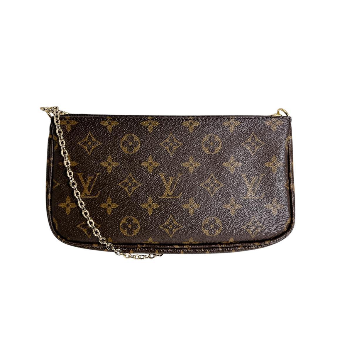 ルイヴィトン LOUIS VUITTON ポーチ
 ショルダー モノグラム ミュルティ・ポシェット・アクセソワール モノグラムキャンバス M44813 カーキ×ブラウン LV
 【中古】