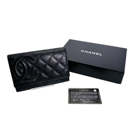 シャネル CHANEL 二つ折り財布
 財布 カンボンライン マトラッセ レザー A26722 ブラック 【SS】
 【中古】