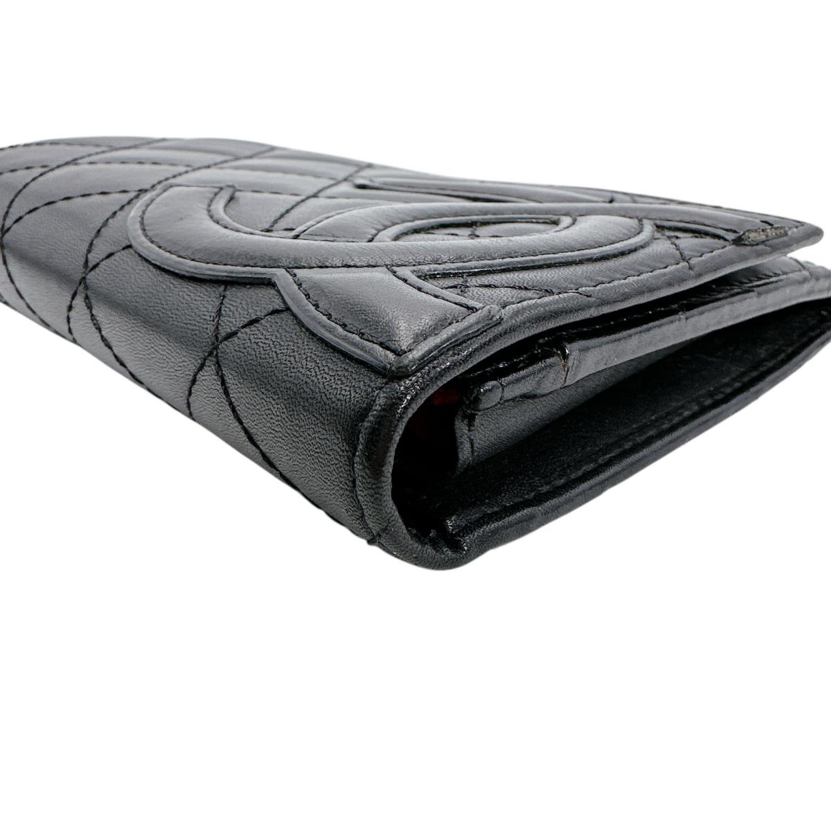 シャネル CHANEL 二つ折り財布
 財布 カンボンライン マトラッセ レザー A26722 ブラック 【SS】
 【中古】