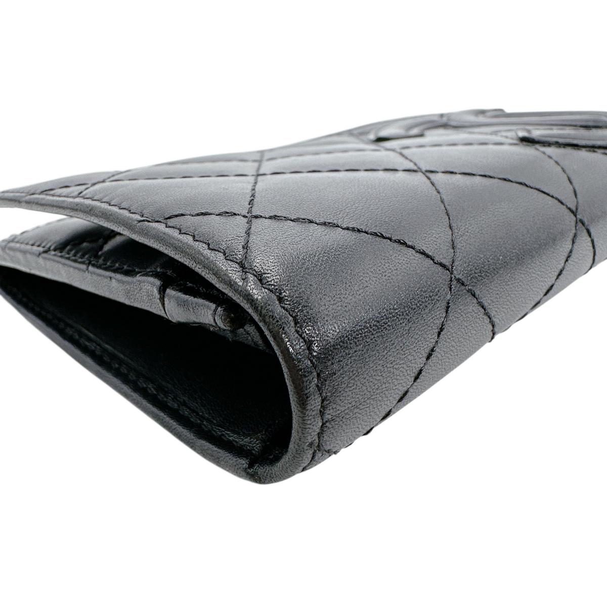 シャネル CHANEL 二つ折り財布
 財布 カンボンライン マトラッセ レザー A26722 ブラック 【SS】
 【中古】