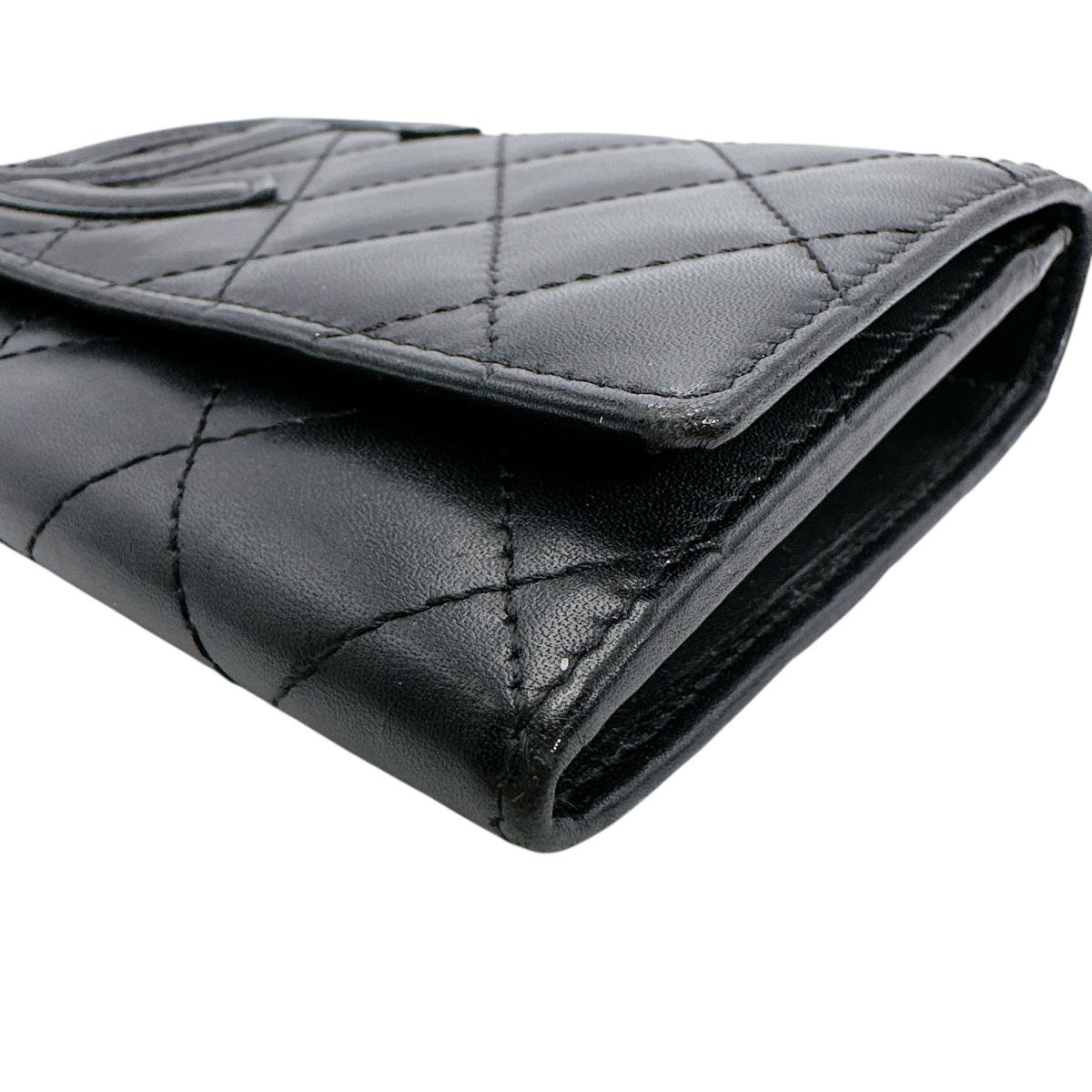 シャネル CHANEL 二つ折り財布
 財布 カンボンライン マトラッセ レザー A26722 ブラック 【SS】
 【中古】