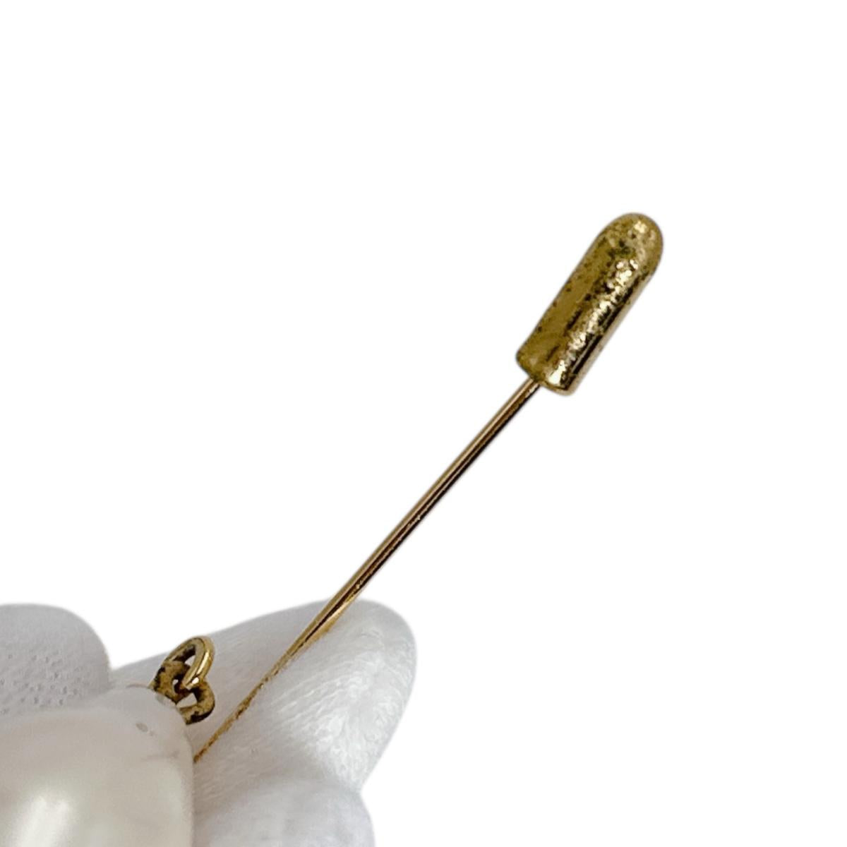 シャネル CHANEL ブローチ
 ピンブローチ クローバー ドロップパール GP ゴールド 【SS】
 【中古】