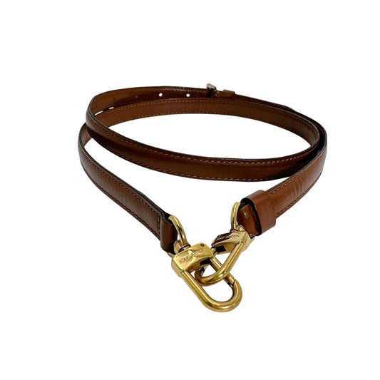 ルイヴィトン LOUIS VUITTON ショルダーストラップ
 ショルダーストラップ モンソー用 肩掛けストラップ ヌメ革 ブラウン LV
 【SS】
 【中古】