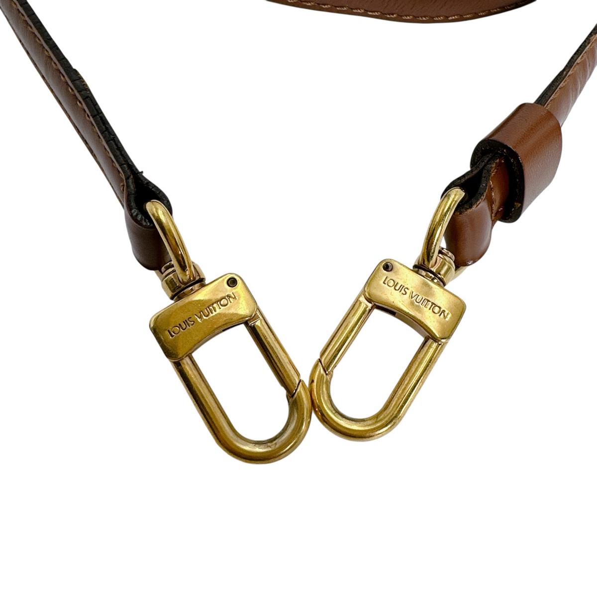 ルイヴィトン LOUIS VUITTON ショルダーストラップ
 ショルダーストラップ モンソー用 肩掛けストラップ ヌメ革 ブラウン LV
 【SS】
 【中古】