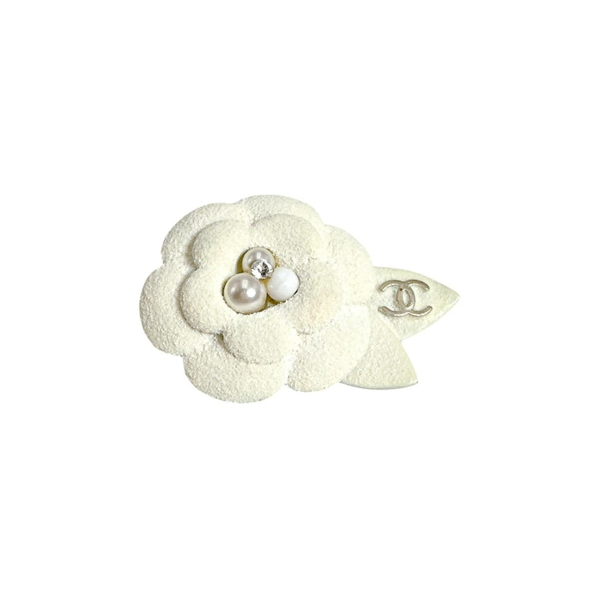 シャネル CHANEL ブローチ
 ピンブローチ カメリア プラスチックパール メタル ホワイト 【SS】
 【中古】