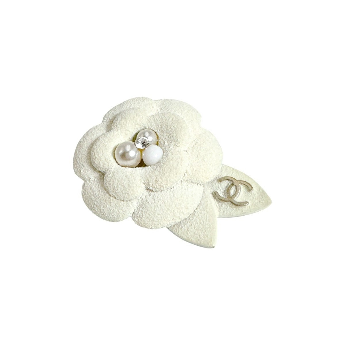 シャネル CHANEL ブローチ
 ピンブローチ カメリア プラスチックパール メタル ホワイト 【SS】
 【中古】