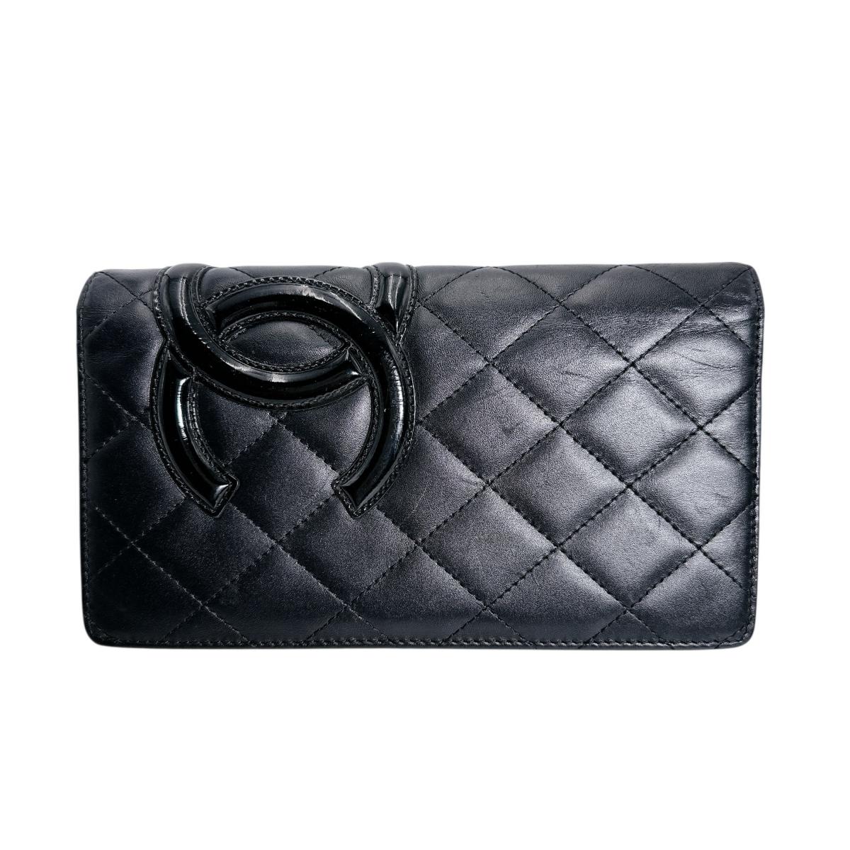 シャネル CHANEL 長財布
 2つ折財布 カンボン マトラッセ ココマーク レザー ブラック 【SS】
 【中古】