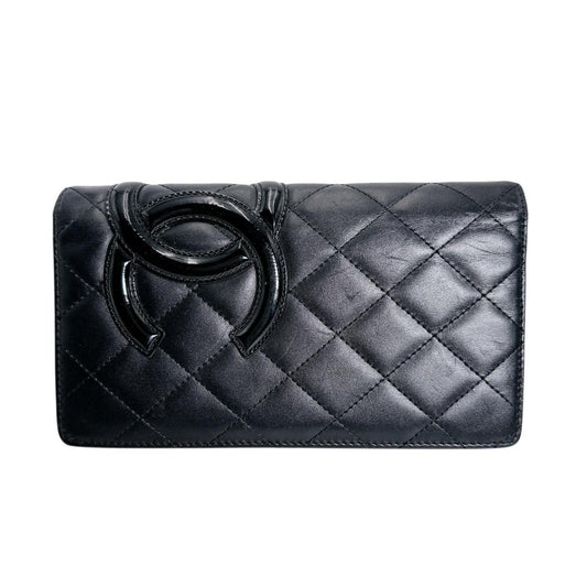 シャネル CHANEL 長財布
 2つ折財布 カンボン マトラッセ ココマーク レザー ブラック 【SS】
 【中古】