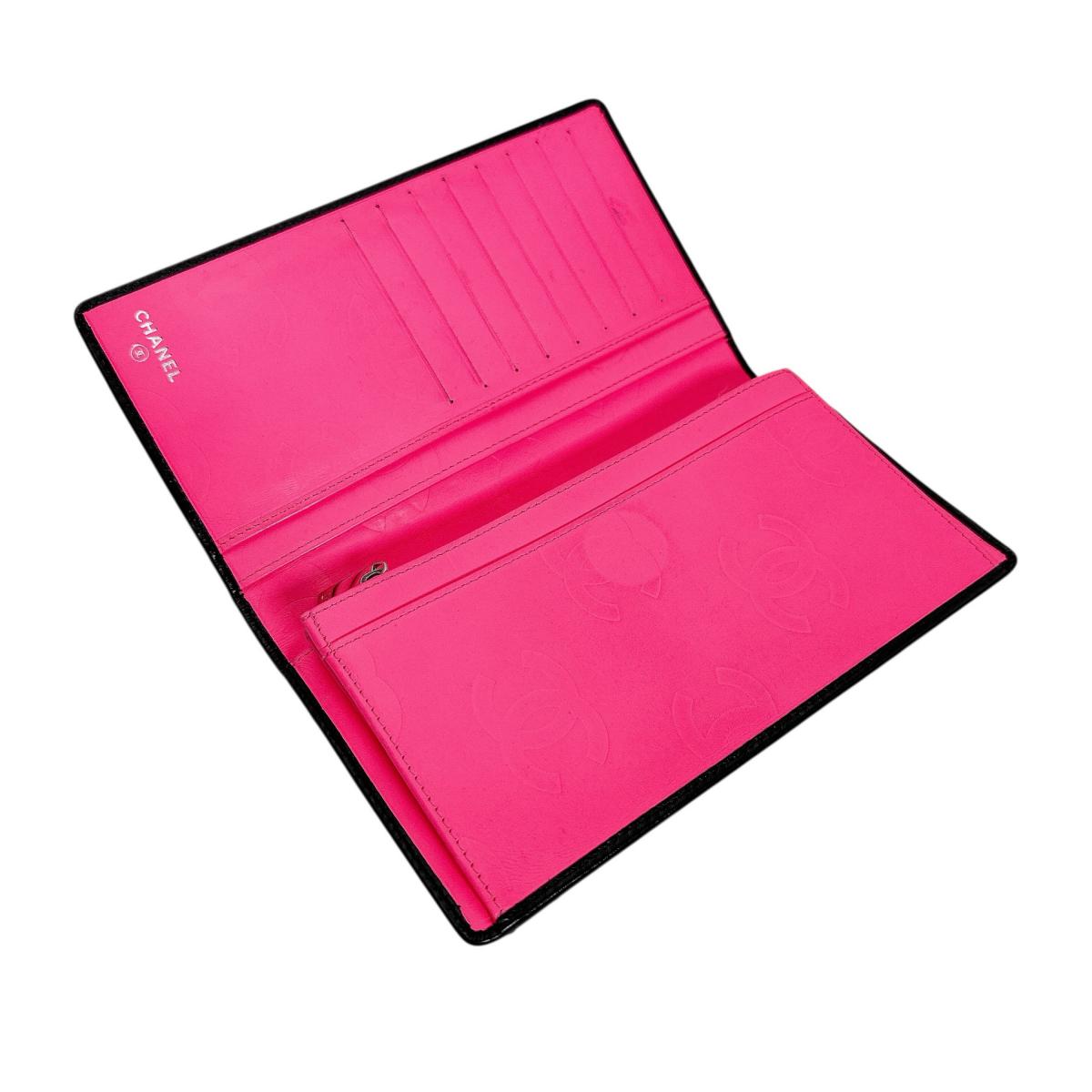 シャネル CHANEL 長財布
 2つ折財布 カンボン マトラッセ ココマーク レザー ブラック 【SS】
 【中古】