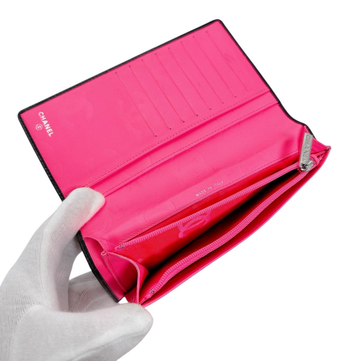 シャネル CHANEL 長財布
 2つ折財布 カンボン マトラッセ ココマーク レザー ブラック 【SS】
 【中古】