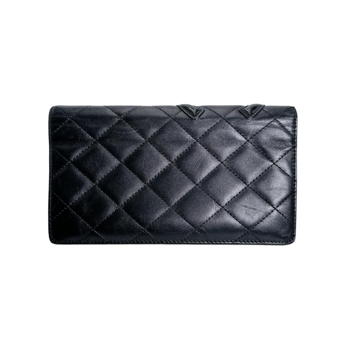 シャネル CHANEL 長財布
 2つ折財布 カンボン マトラッセ ココマーク レザー ブラック 【SS】
 【中古】