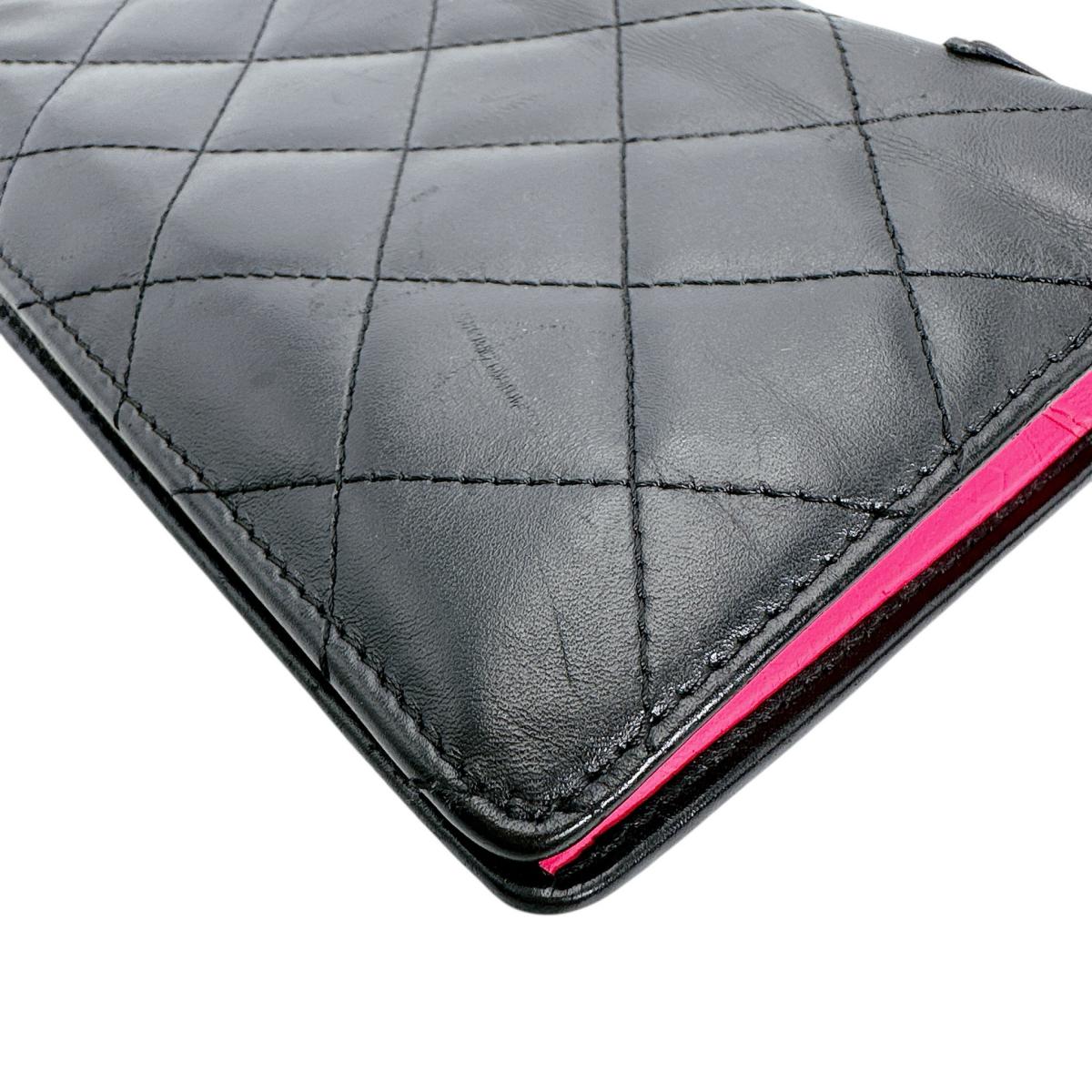 シャネル CHANEL 長財布
 2つ折財布 カンボン マトラッセ ココマーク レザー ブラック 【SS】
 【中古】