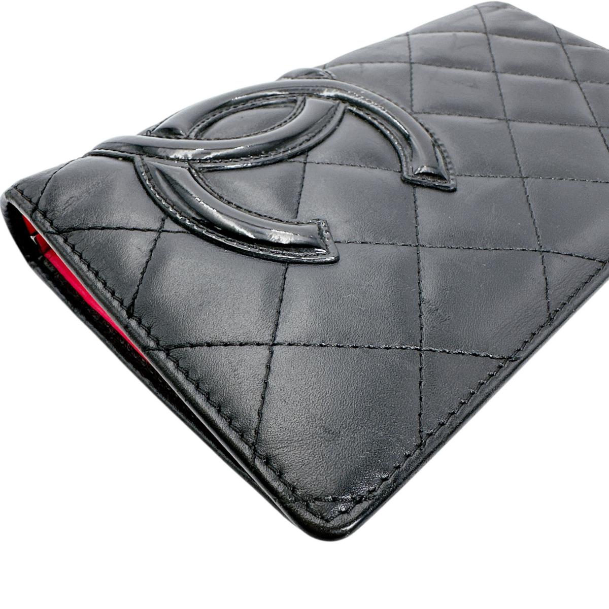 シャネル CHANEL 長財布
 2つ折財布 カンボン マトラッセ ココマーク レザー ブラック 【SS】
 【中古】