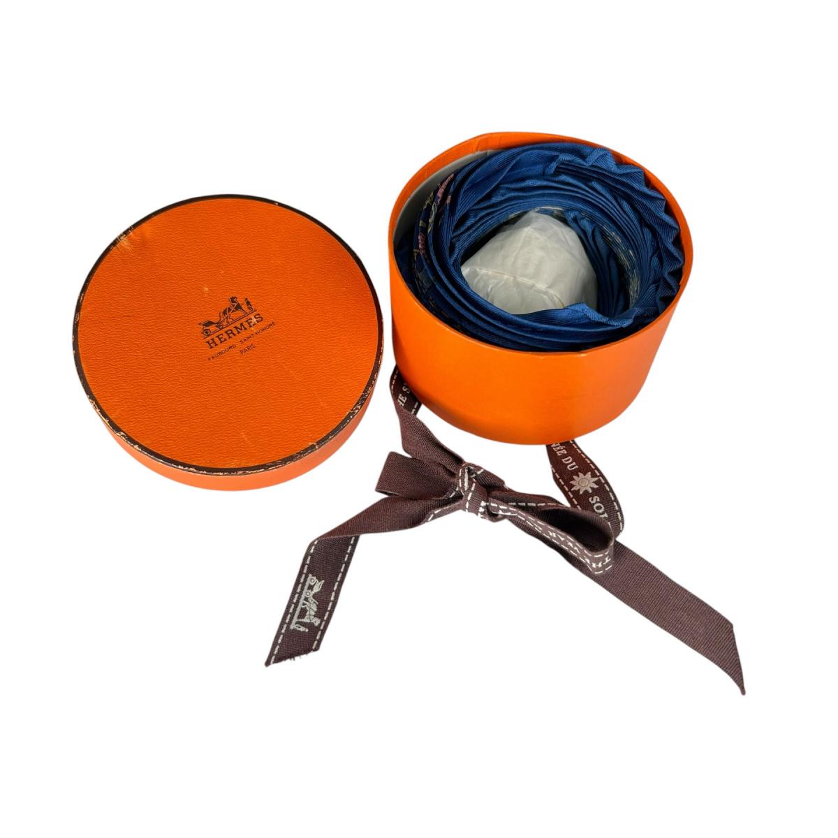 エルメス HERMES スカーフ
 シルクスカーフ プリーツカレ mini シルク ブルー 【SS】
 【中古】