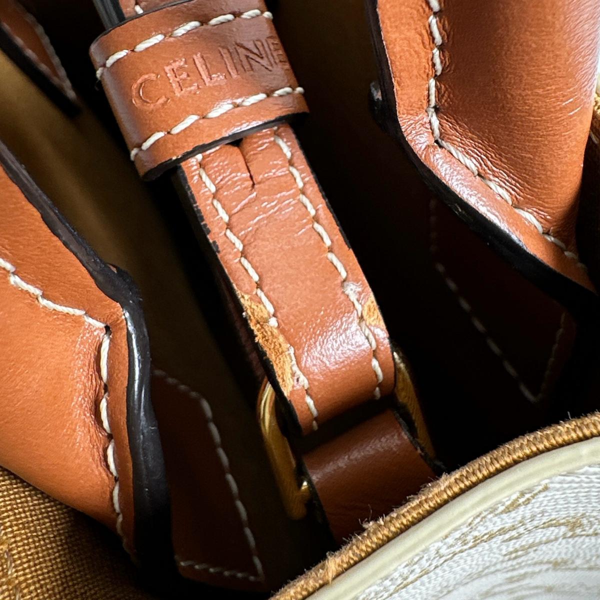 セリーヌ CELINE ハンドバッグ
 ハンドバッグ ミニパーティカルカバ トリオンフ PVC ホワイト 【SS】
 【中古】