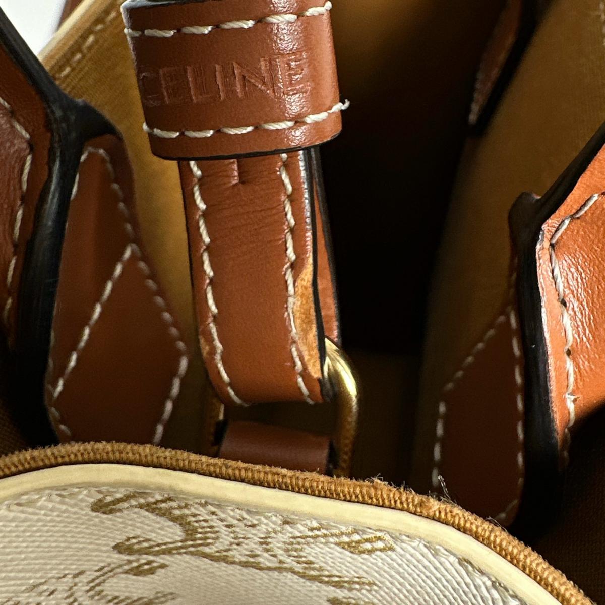 セリーヌ CELINE ハンドバッグ
 ハンドバッグ ミニパーティカルカバ トリオンフ PVC ホワイト 【SS】
 【中古】