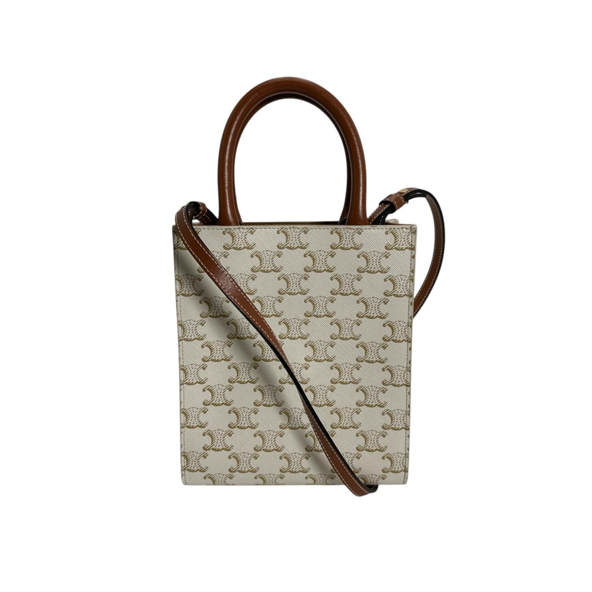 セリーヌ CELINE ハンドバッグ
 ハンドバッグ ミニパーティカルカバ トリオンフ PVC ホワイト 【SS】
 【中古】