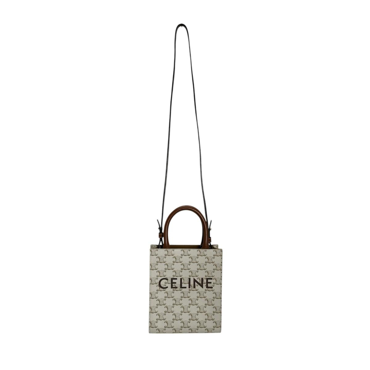 セリーヌ CELINE ハンドバッグ
 ハンドバッグ ミニパーティカルカバ トリオンフ PVC ホワイト 【SS】
 【中古】