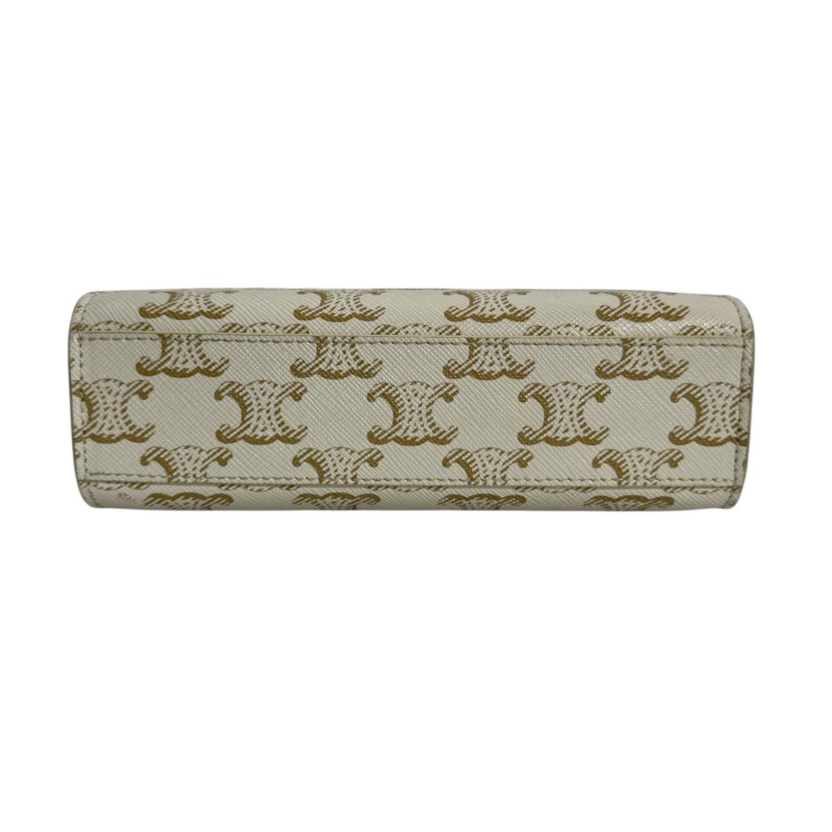 セリーヌ CELINE ハンドバッグ
 ハンドバッグ ミニパーティカルカバ トリオンフ PVC ホワイト 【SS】
 【中古】