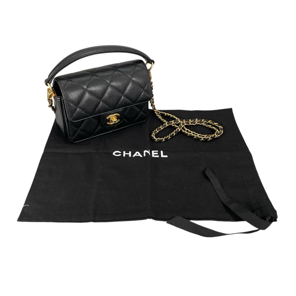 シャネル CHANEL ハンドバッグ
 フラップバッグ キャビアスキン マトラッセ ハンドル ミニ レザー AS5164 ブラック 【SS】
 【中古】