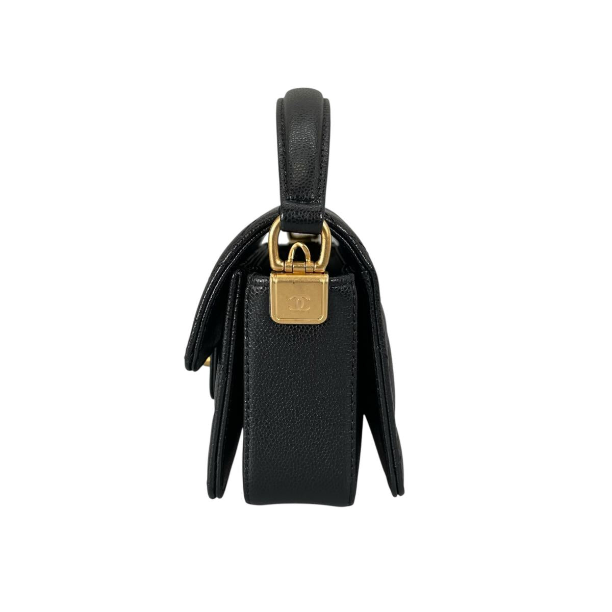 シャネル CHANEL ハンドバッグ
 フラップバッグ キャビアスキン マトラッセ ハンドル ミニ レザー AS5164 ブラック 【SS】
 【中古】