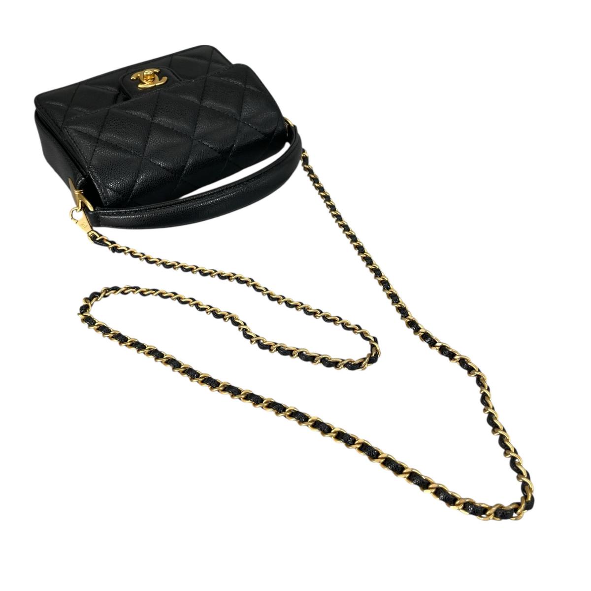 シャネル CHANEL ハンドバッグ
 フラップバッグ キャビアスキン マトラッセ ハンドル ミニ レザー AS5164 ブラック 【SS】
 【中古】