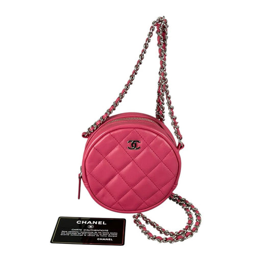 シャネル CHANEL ショルダーバッグ
 ラウンドチェーン ココマーク マトラッセ ラウンド ミニ ラムスキン A70657 ピンク 【SS】
 【中古】