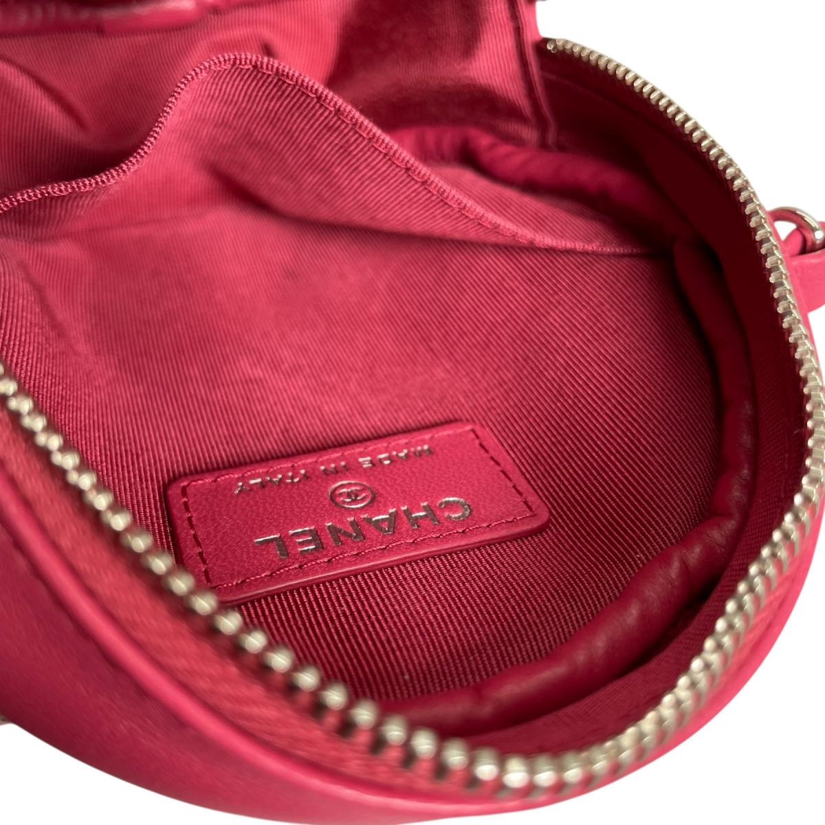 シャネル CHANEL ショルダーバッグ
 ラウンドチェーン ココマーク マトラッセ ラウンド ミニ ラムスキン A70657 ピンク 【SS】
 【中古】