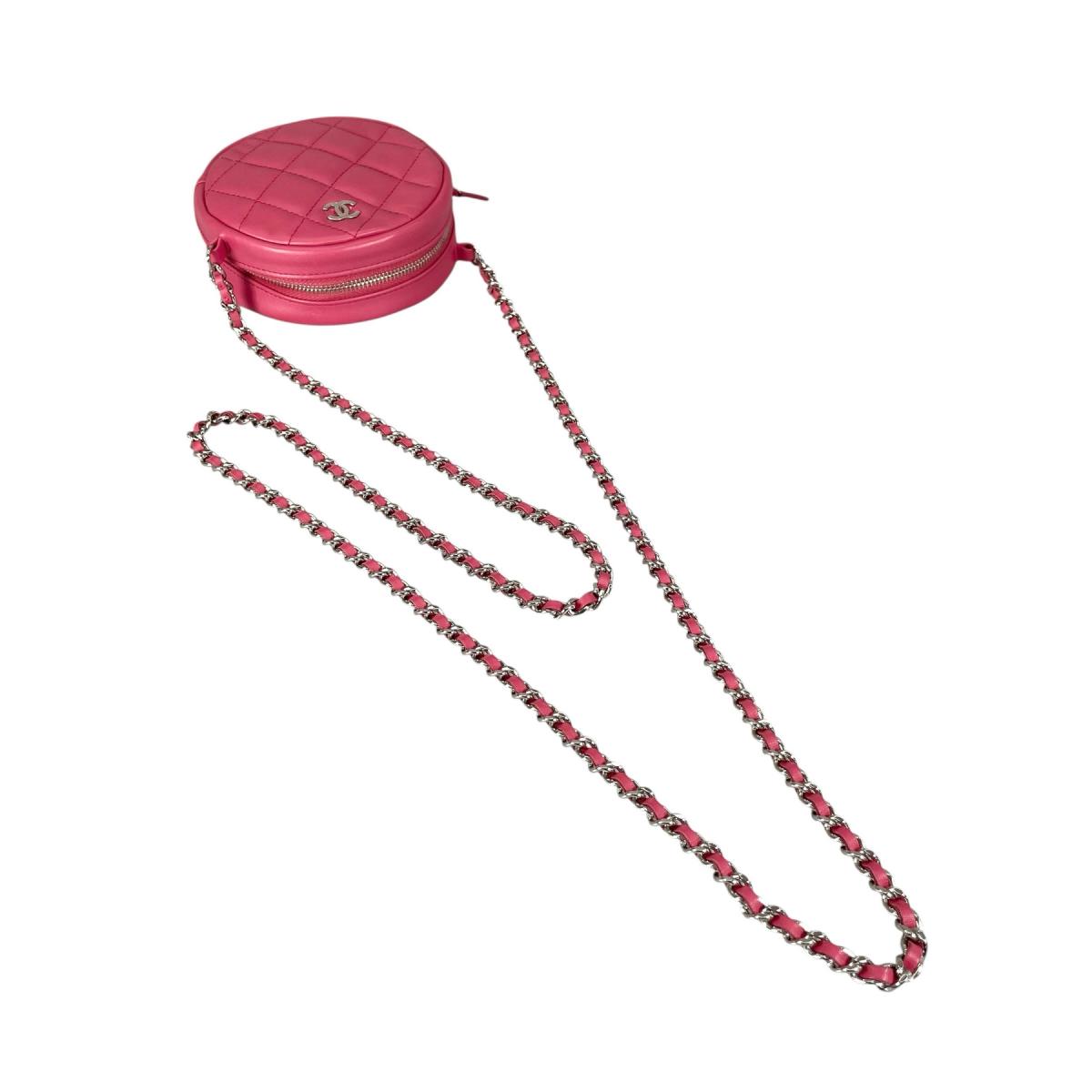 シャネル CHANEL ショルダーバッグ
 ラウンドチェーン ココマーク マトラッセ ラウンド ミニ ラムスキン A70657 ピンク 【SS】
 【中古】
