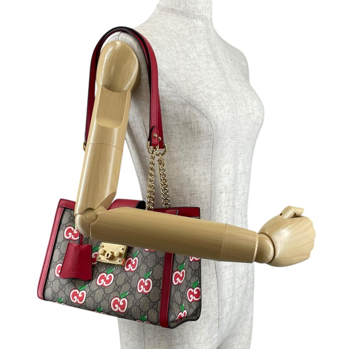 グッチ GUCCI ショルダーバッグ
 ショルダーバッグ GGアップル パドロック GGキャンバス 498156 ベージュ×レッド×マルチカラー 【SS】
 【中古】