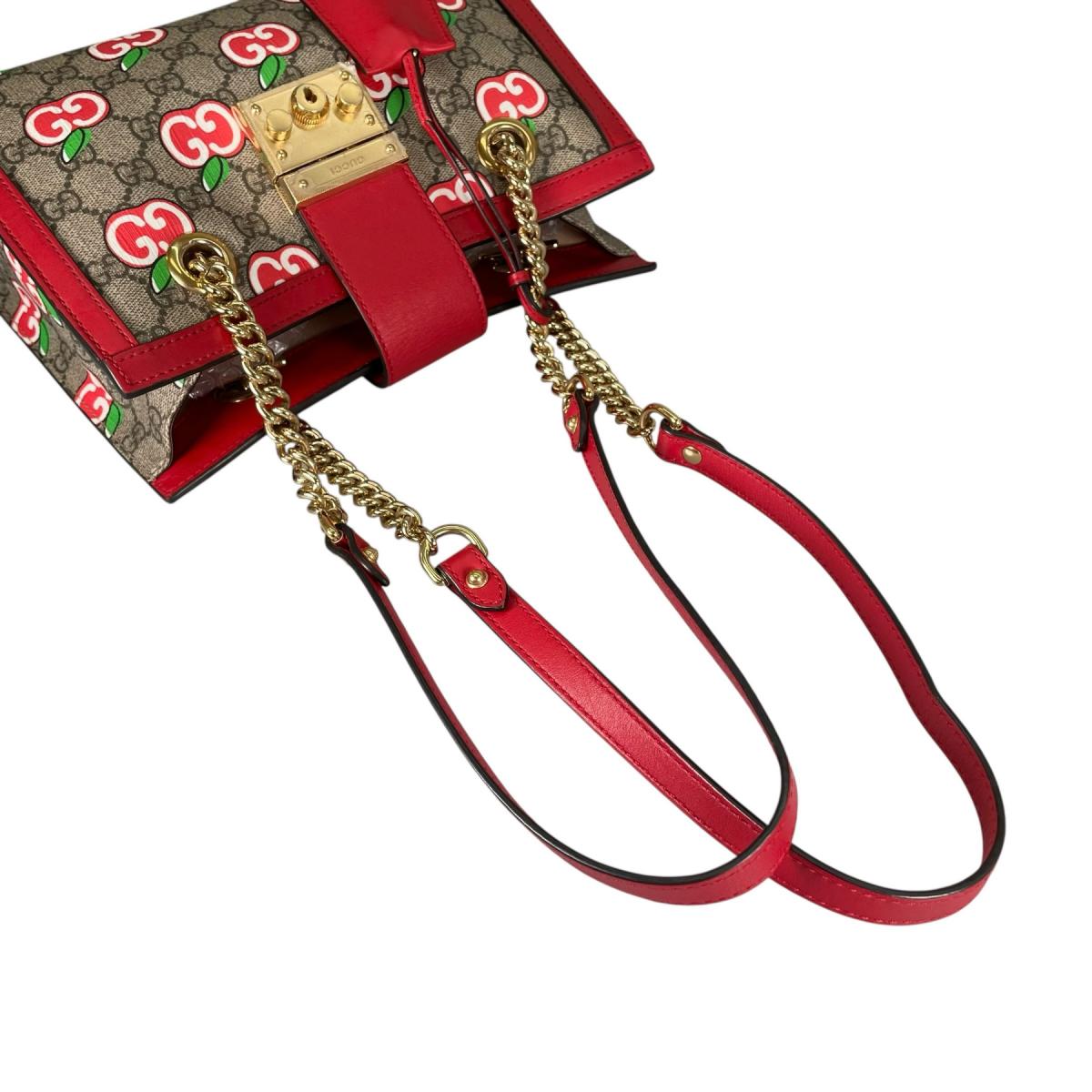 グッチ GUCCI ショルダーバッグ
 ショルダーバッグ GGアップル パドロック GGキャンバス 498156 ベージュ×レッド×マルチカラー 【SS】
 【中古】