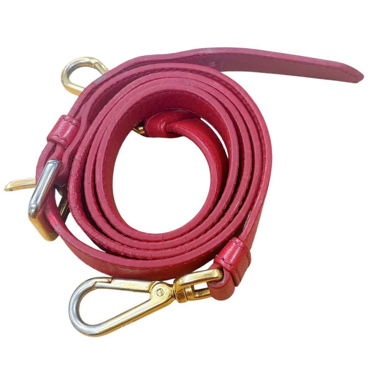 プラダ PRADA トートバッグ
 2WAYショルダーバッグ ギャザー ナッパ ゴーフル レザー B2588L レッド 【SS】
 【中古】