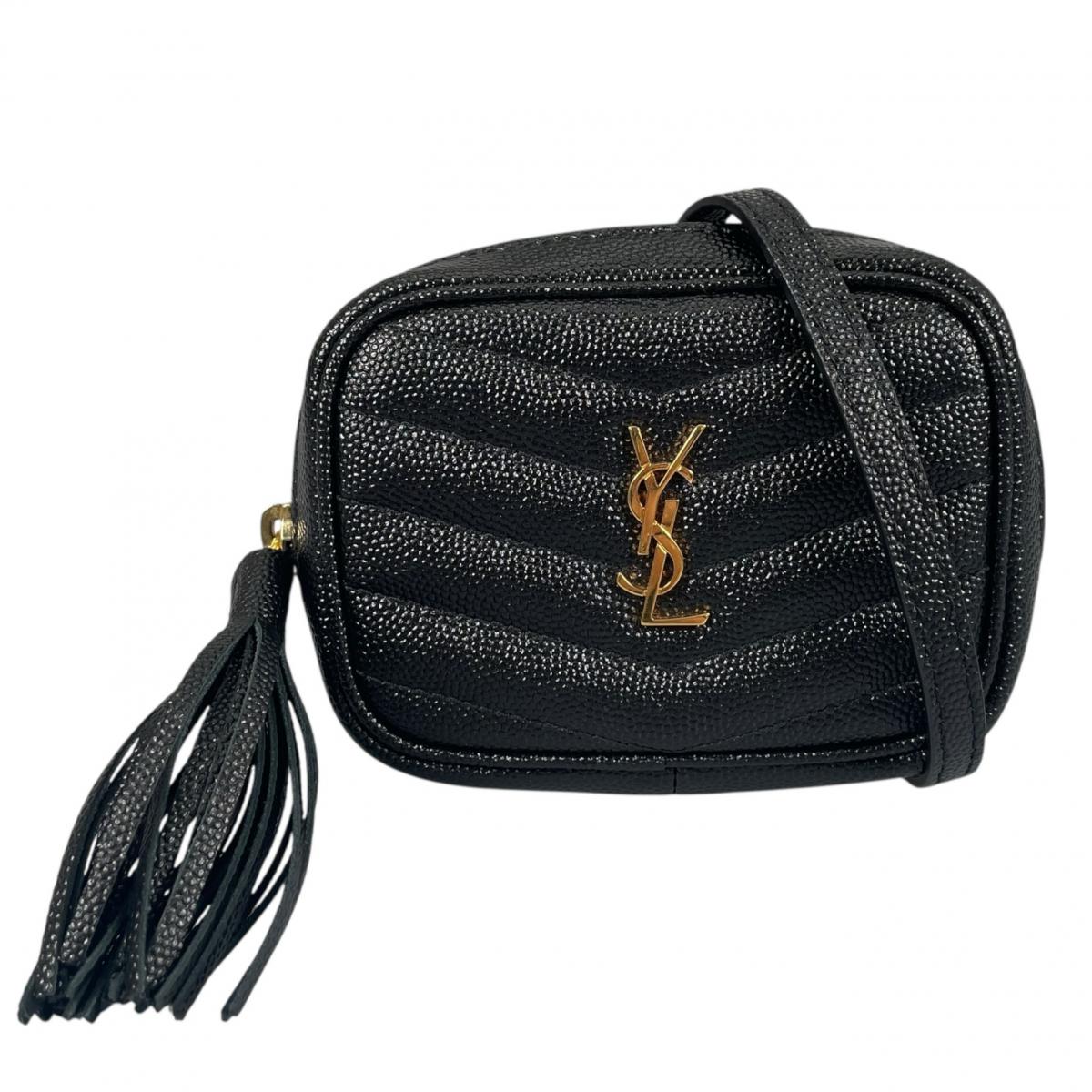 イヴ・サンローラン YVES SAINT LAURENT ポーチ
 アクセサリーポーチ キャビアスキン ベイビールー マットキャビアスキン 635088 ブラック 【SS】
 【中古】