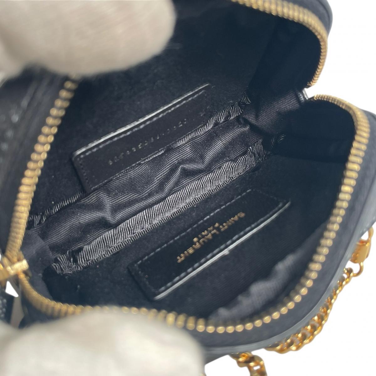 イヴ・サンローラン YVES SAINT LAURENT ポーチ
 アクセサリーポーチ キャビアスキン ベイビールー マットキャビアスキン 635088 ブラック 【SS】
 【中古】