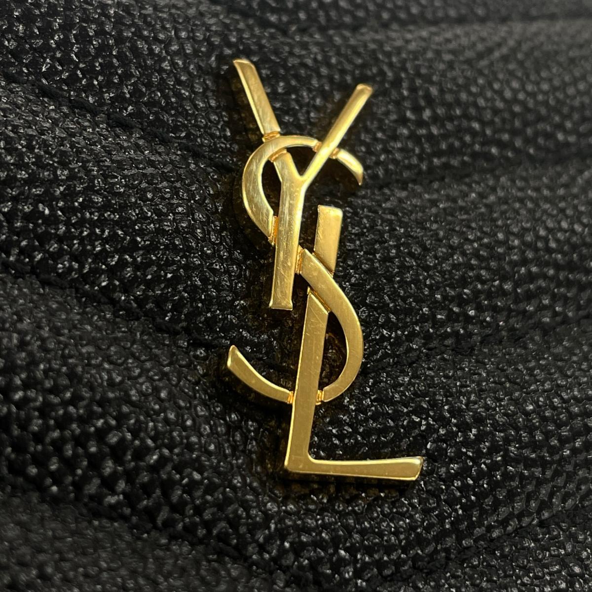 イヴ・サンローラン YVES SAINT LAURENT ポーチ
 アクセサリーポーチ キャビアスキン ベイビールー マットキャビアスキン 635088 ブラック 【SS】
 【中古】