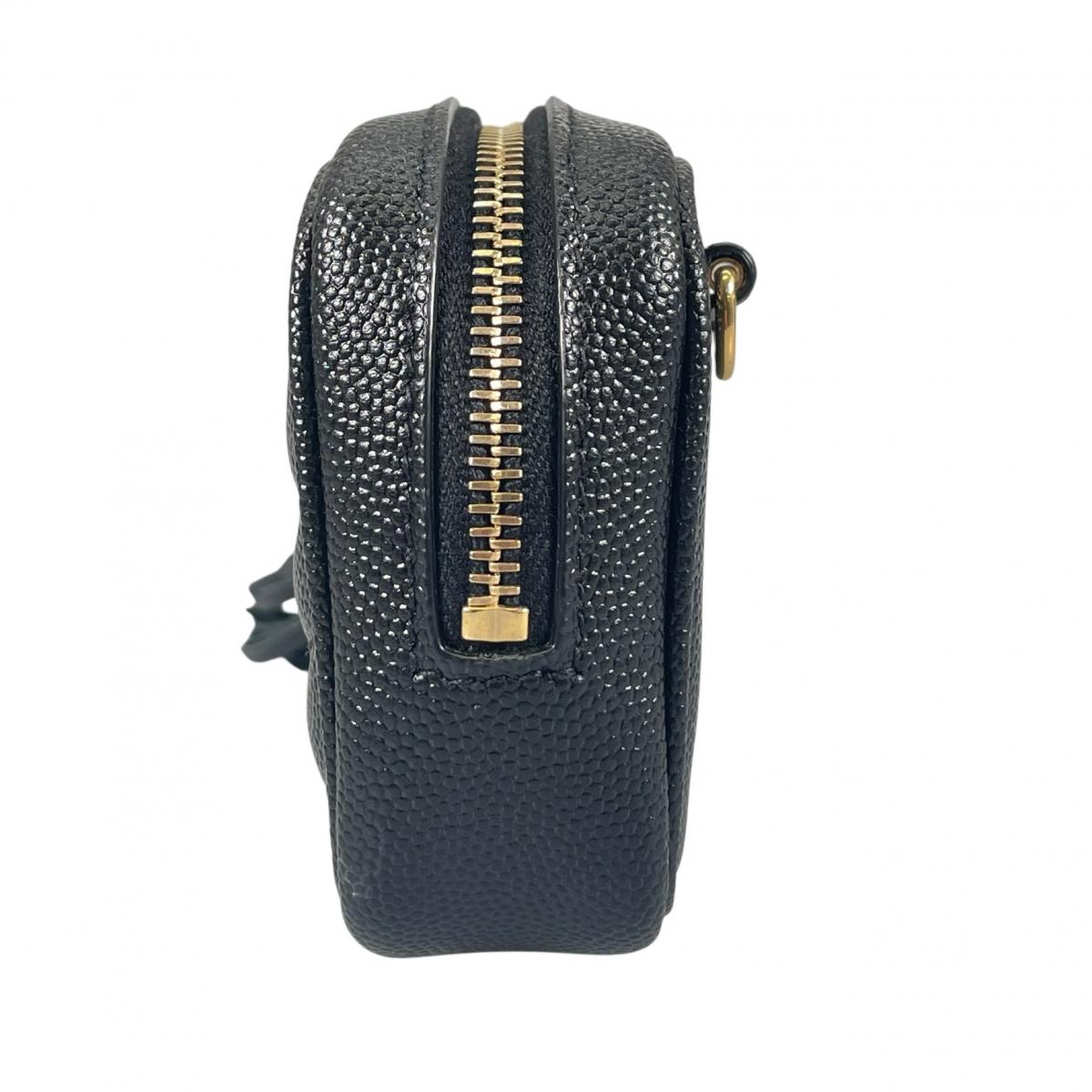 イヴ・サンローラン YVES SAINT LAURENT ポーチ
 アクセサリーポーチ キャビアスキン ベイビールー マットキャビアスキン 635088 ブラック 【SS】
 【中古】