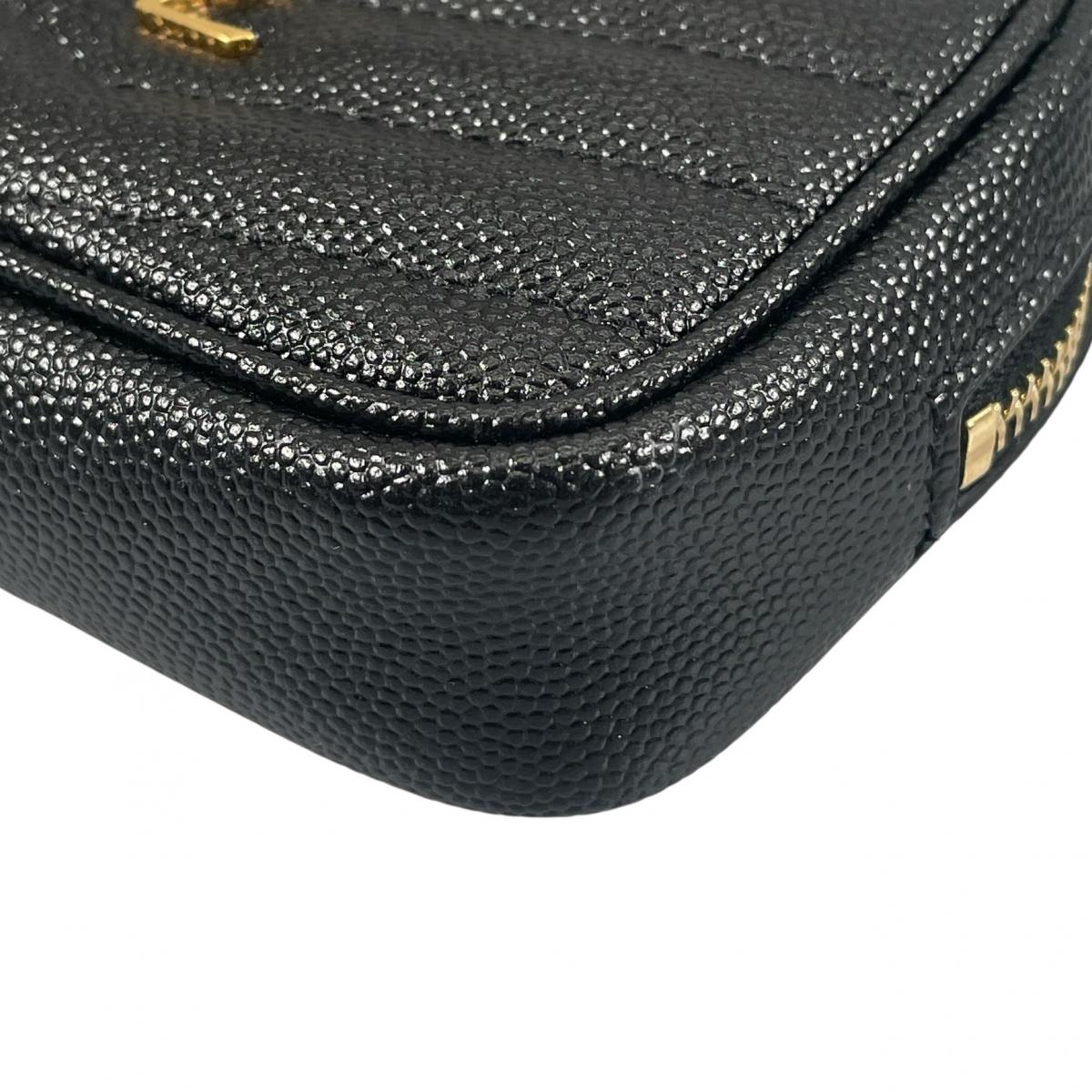 イヴ・サンローラン YVES SAINT LAURENT ポーチ
 アクセサリーポーチ キャビアスキン ベイビールー マットキャビアスキン 635088 ブラック 【SS】
 【中古】