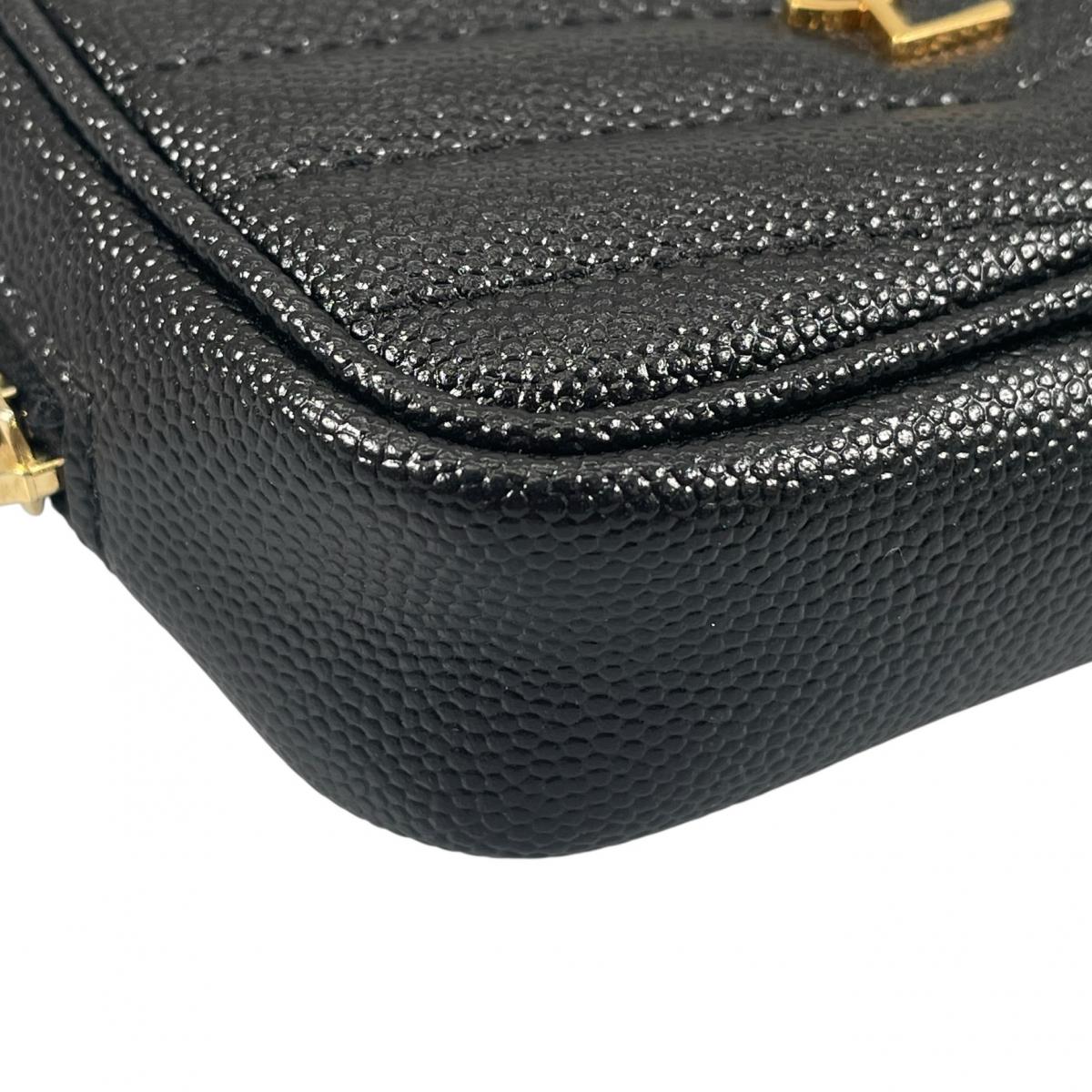 イヴ・サンローラン YVES SAINT LAURENT ポーチ
 アクセサリーポーチ キャビアスキン ベイビールー マットキャビアスキン 635088 ブラック 【SS】
 【中古】