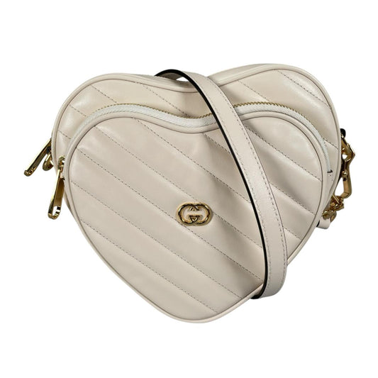 グッチ GUCCI ショルダーバッグ
 ショルダーバッグ ハートチェーン インターロッキングG レザー 751628 ホワイト 【SS】
 【中古】