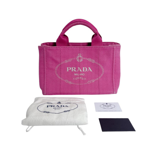 プラダ PRADA トートバッグ
 トートバッグ キャンバス カナパトート デニム BN2439 ピンク 【SS】
 【中古】