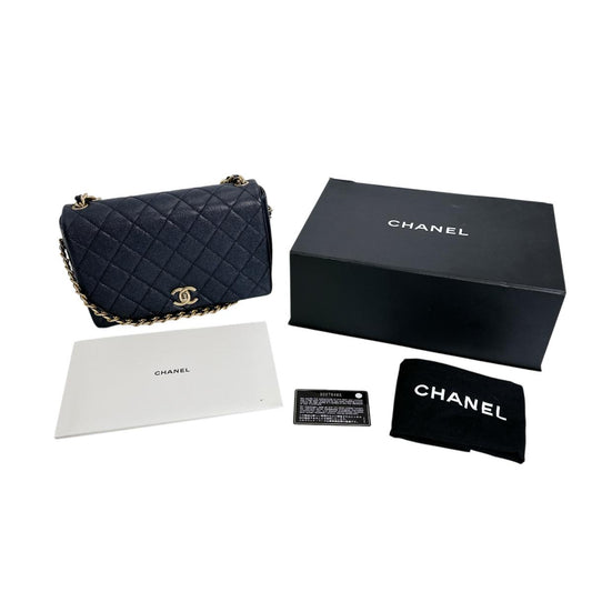 シャネル CHANEL ショルダーバッグ
 チェーンショルダーバッグ キャビアスキン マトラッセ マットキャビアスキン AS1977 ネイビー 【SS】
 【中古】