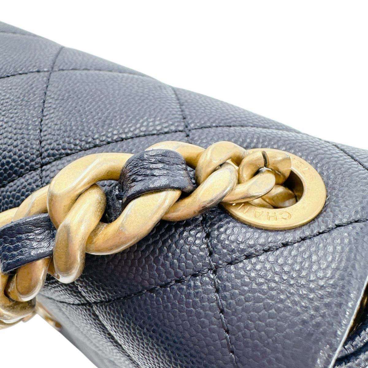 シャネル CHANEL ショルダーバッグ
 チェーンショルダーバッグ キャビアスキン マトラッセ マットキャビアスキン AS1977 ネイビー 【SS】
 【中古】