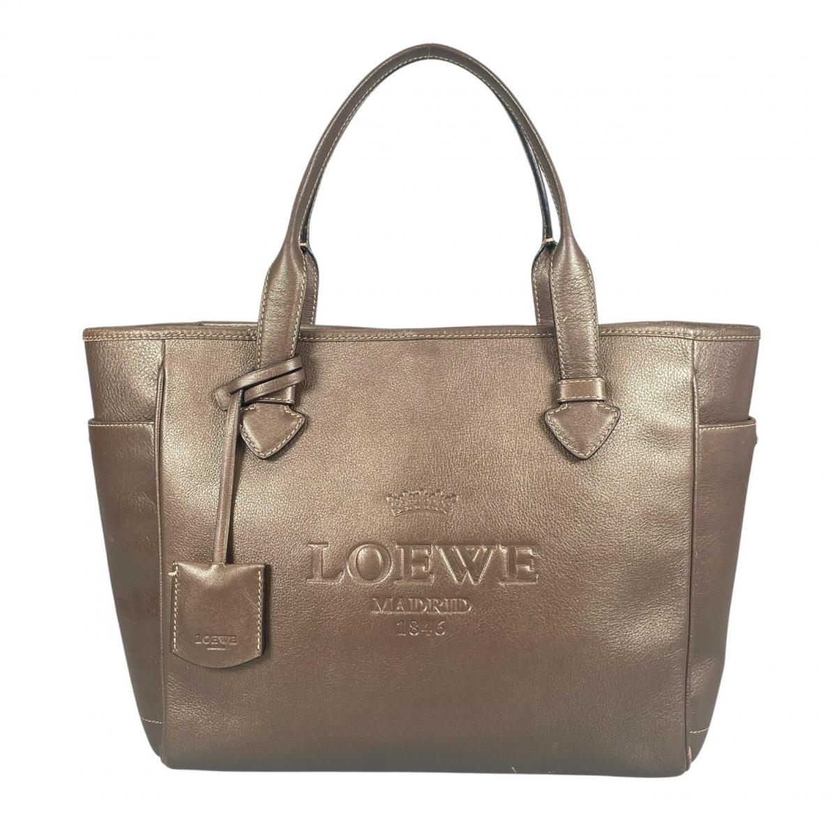 ロエベ LOEWE トートバッグ
 ヘリテージバッグ カーフスキン マドリード レザー ベージュ 【SS】
 【中古】
