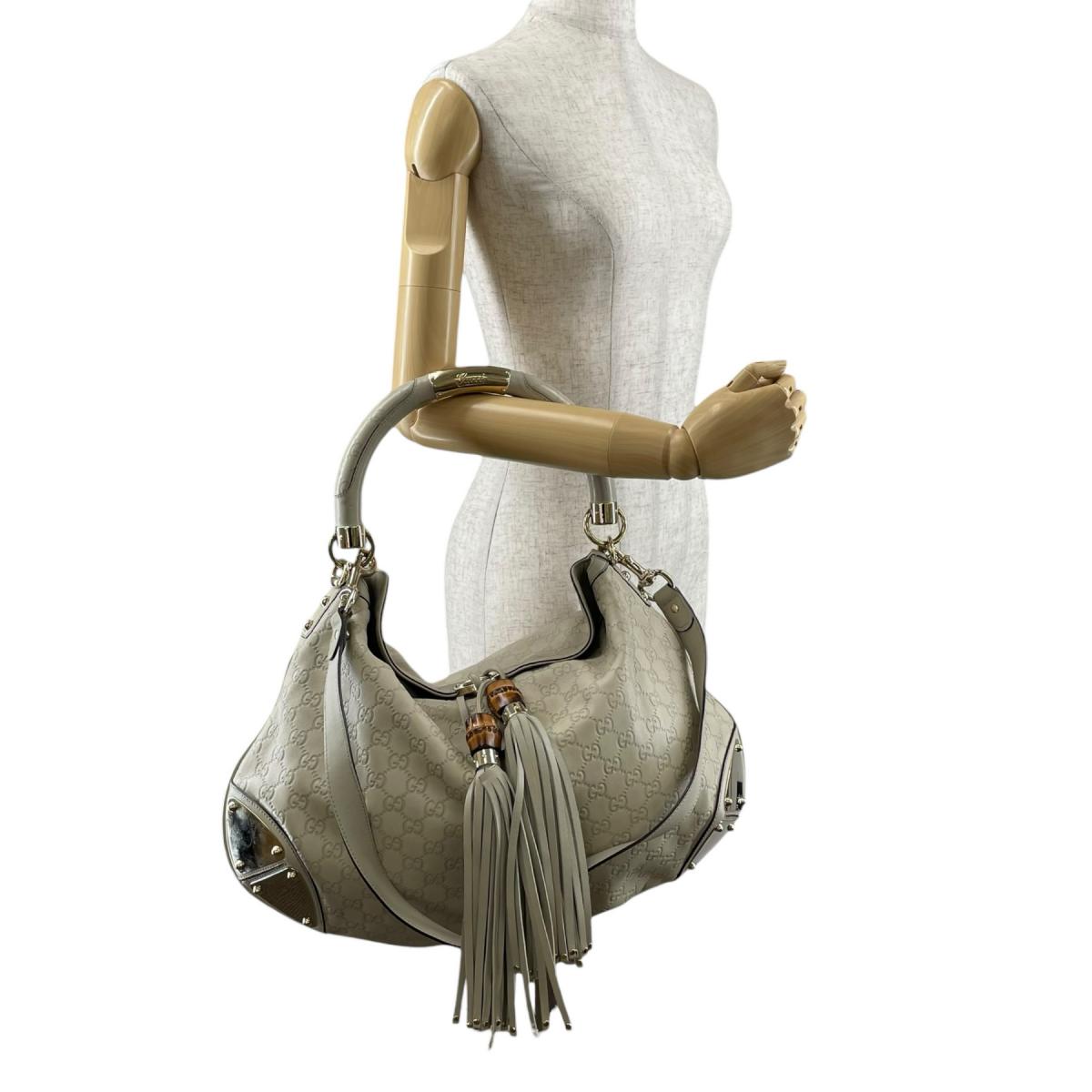 グッチ GUCCI ショルダーバッグ
 2wayトートバッグ グッチシマ インディ レザー 177088 ベージュ 【SS】
 【中古】