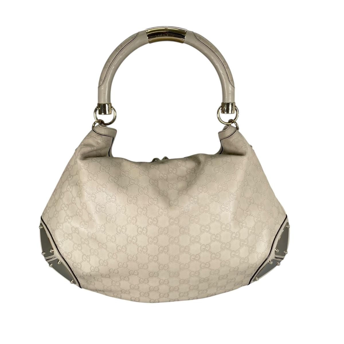 グッチ GUCCI ショルダーバッグ
 2wayトートバッグ グッチシマ インディ レザー 177088 ベージュ 【SS】
 【中古】