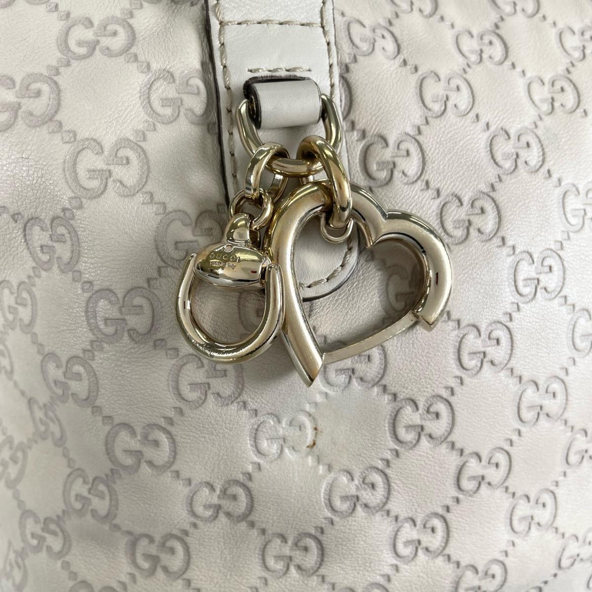 グッチ GUCCI ショルダーバッグ
 2wayトートバッグ グッチシマ ハートビット レザー 269957 ベージュ 【SS】
 【中古】