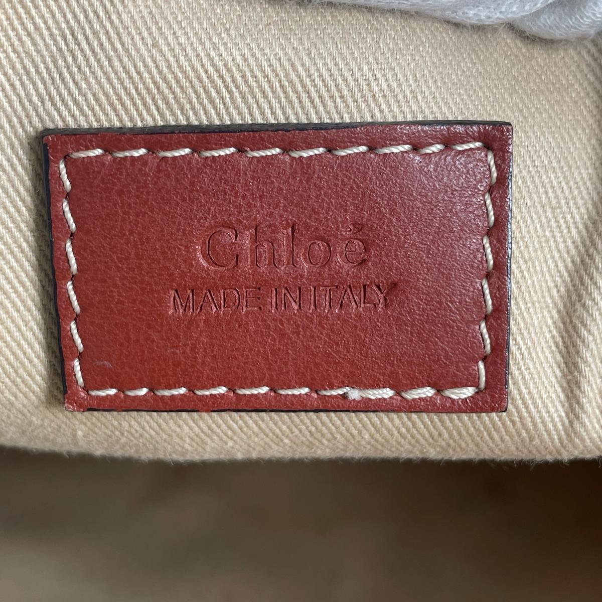 クロエ Chloe ハンドバッグ
 ミディアムトートバッグ シャイニーカーフスキン Woody リネン ベージュ 【SS】
 【中古】