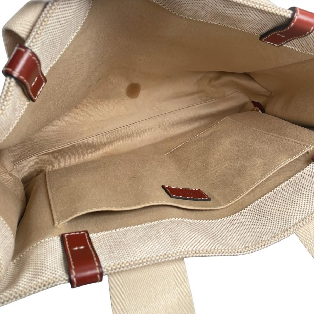 クロエ Chloe ハンドバッグ
 ミディアムトートバッグ シャイニーカーフスキン Woody リネン ベージュ 【SS】
 【中古】